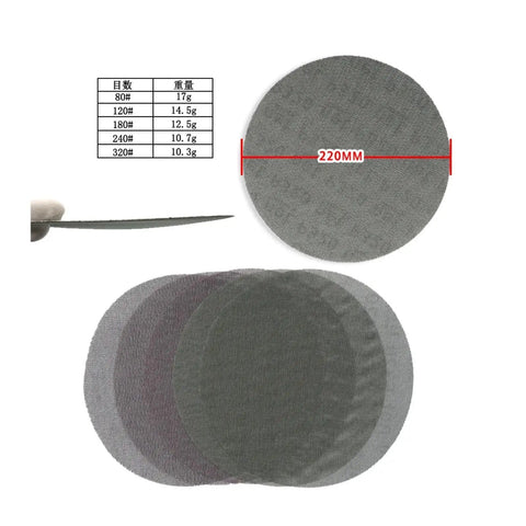 Top Notch 6 Inch 150mm Mesh Sanding Discs With Hook And Loop Backing And Anti-Blocking Design For Wood Metal And Drywall Projects In 80 To 800 Grit Range. Set includes various grits and sizes.