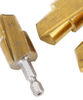 Kick Your PPR And PVC Projects Up A Notch With This High Carbon Steel Pipe Reamer Bit Set Featuring Three Heavy Duty Step Drill Bits In 19 24 And 31 Mm For Effortless Hole Expansion And Clean De Burring On All Your Home Improvement Jobs Today. 19 and 15 mm high carbon steel pipe reamer bits with hex shanks