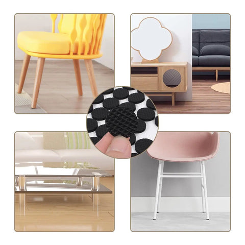 Self Adhesive Rubber Floor Protector Pads for wood floors, desks, and walls, 48 pack, non slip furniture feet pads in use