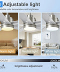Adjustable light settings on 52 Inch Brushed Nickel Ceiling Fan With Integrated Light And Remote for varying brightness.