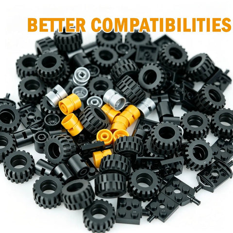 100 Piece Wheels And Axles Building Set For Cars And Robots Totally Boss Compatible With Major Brick Brands Includes 36 Wheels