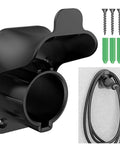 Slick Wall Mount EV Charger Holder For J1772 Plugs And Connectors with installation hardware and cable holder attached