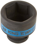Impact Socket 32 Mm Half Inch Drive 6 Point Chrome Molybdenum Steel With Phosphate Finish For Heavy Duty Auto Shop Use, DIN 3129 ISO 2725 Part 2 Compliant, Built Tough For High Torque Jobs. Front view.