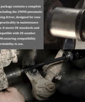 Close-up of Heavy Duty Truck Anchor Pin Bushing Kit installation using pneumatic driver on truck assembly without dismantling.