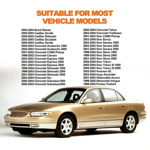 vapor canister purge valve for GM compatibility list with vehicle models like Chevrolet and GMC.