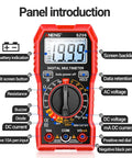 All In One Digital Multimeter Tester 2000 Counts With DC And AC Voltmeter And Ohm Volt Amp Meter for DIYers and Pros In Red