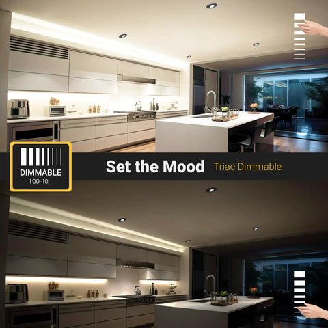 Black 3 Inch LED Gimbal Recessed Lights With 5CCT 2700K To 5000K Selectable, 8W 600 Lumens lighting modern kitchen