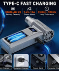 Pro Grade Cordless Air Duster With LED Light And 160,000 RPM Turbo Motor showcasing fast Type-C charging options