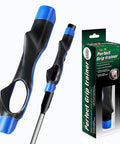 Grip Trainer For Golf Build Grip Strength Improve Swing Accuracy And Train Correct Hand Position For A Consistent Reproducible Swing All Levels Golf Training Aid; black and blue trainer with packaging.