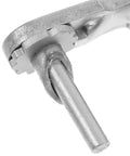 Close-up of a Dual Rotation Stainless Steel Pivot Door Hinge Set for Hidden Doors showing top bottom pivot section in stainless steel.