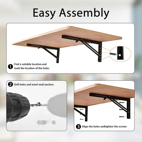 Easy assembly guide for Wall Mounted Laundry Folding Table Fold Down Desk Collapsible Floating Workbench installation