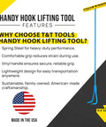 Handy Hook Lifting Tool Set With 30 Inch Double Hooks Three Eighths Inch Steel 2 Pack Beefy Heavy Duty Lifting Hooks features.