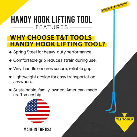 Handy Hook Lifting Tool Set With 30 Inch Double Hooks Three Eighths Inch Steel 2 Pack Beefy Heavy Duty Lifting Hooks features.