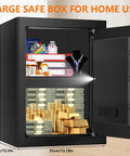 Open view of Large 3.4 CuFt Fireproof Safe Box For Home Digital Security Safe Waterproof with valuables inside on display.