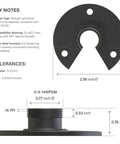 Diagram of 4 Pack Metal Landscape Lighting Mounting Brackets With 3/4-14NPSM Threads dimensions and features.