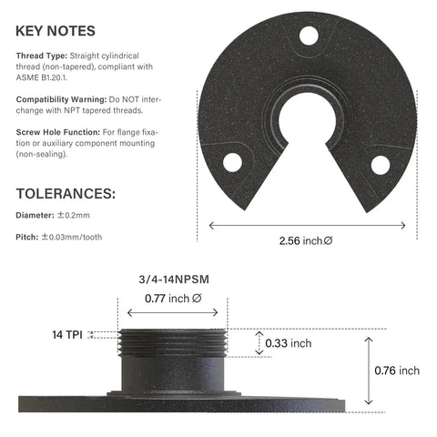 Diagram of 4 Pack Metal Landscape Lighting Mounting Brackets With 3/4-14NPSM Threads dimensions and features.