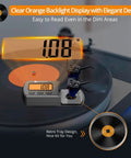 Digital Turntable Stylus Tracking Force Gauge For Vinyl Enthusiasts, Precise Cartridge Pressure Scale With Digital Readout To Protect Records, Improve Sound, And Fine Tune Your Tonearm Setup. orange backlit digital gauge on turntable, 1.08g