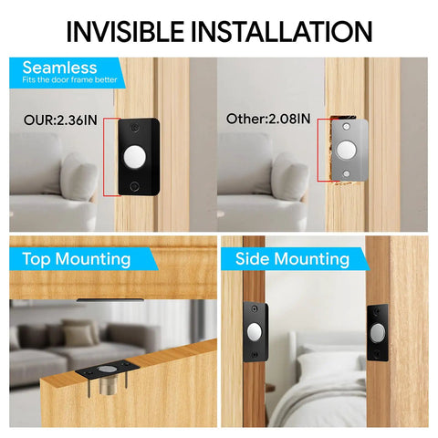 Hidden Magnetic Door Ball Catch Set Adjustable Hardware With Stainless Steel Strike Plate Noiseless Strong Suction