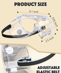 Top Notch Anti Fog Safety Goggles For Lab Work dimensions and adjustable strap detail