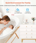 Soft Close Undermount Drawer Slides 22 Inch Concealed 2 Pairs Bottom Mount Full Extension Hidden Drawer Hardware For Kitchen 100 LB Capacity Quiet Glide Heavy Duty Easy Install in nursery setting with mom and baby near dresser