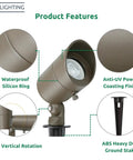 Low Voltage Outdoor LED Landscape Lighting Kit 12V 4W Bronze 6 Pack Waterproof Pathway Spotlights With Adjustable Knuckle details