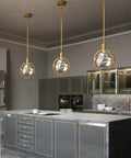 Modern Crystal Pendant Light In Gold Brushed Brass Finish With Mini LED Fixture And K9 Crystal Cube Pendant Ceiling Chandelier