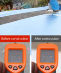 Before and after temperature readings using Heavy Duty Self Sealing Asphalt Tape With Thick Aluminum Foil Roof Wrap for repairs.