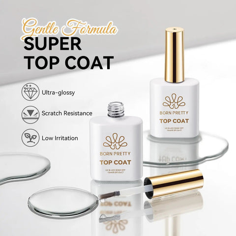No Wipe Gel Top Coat Clear 15Ml High Gloss Scratch Resistant Shield Against Daily Hustle Rock Hard Armor Prevents Chips Lifting