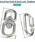 Two Pack M6 Swivel Ring Double Ended Eye Hook With Quick Link For Hanging Chairs Swings Hammocks And Fitness Ropes Gear In 304 Stainless Steel Eye To Eye Shackle Connector close up