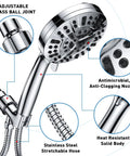 High Pressure Shower Head With Handheld Kit showing adjustable brass ball joint and stainless steel stretchable hose