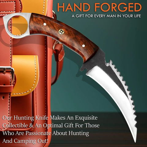 Handmade Hunting Knife With Stainless Steel Blade And Brown Wood Handle Fixed Blade Outdoor Camping Utility Knife For Survival