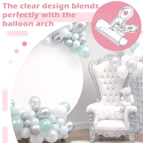 Clear Two Point Four Inch Balloon Arch Clips 12 Pack Heavy Duty Plastic Spring Clamps For Balloon Arches Backdrops Binder Clips