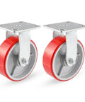 Industrial Casters Set Of 4 With Brakes, 6 Inch Swivel And 2 Rigid Wheels, Heavy Duty 5000 Lbs Capacity, Maintenance Free Polyurethane Wheels