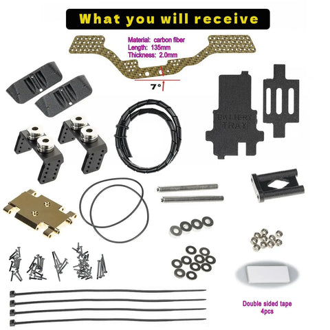 Carbon Fiber Chassis Kit For SCX24 With 7 Degree Angled Skid And Low Center Of Gravity LCG Upgrade components and accessories.