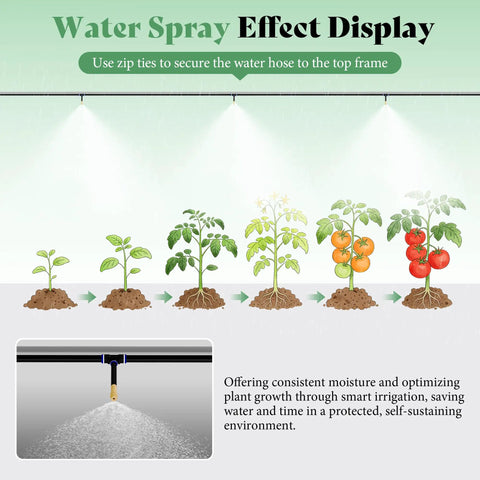 20 By 10 Ft Walk In Tunnel Greenhouse With Built In Sprinkler System Heavy Duty Galvanized Steel Frame Waterproof PE Cover Ideal For Backyard Gardeners And Seasonal Plant Growth