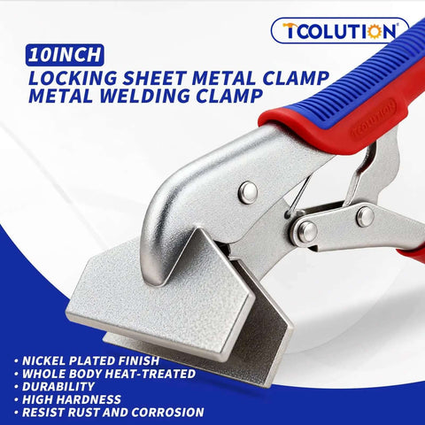 10 Inch Locking Sheet Metal Clamp With Trigger Release, Heavy Duty Adjustable Welding Pliers For Metalworking, Nickel Plated