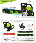 Gas Powered Chainsaw For Farm And Ranch Use, Heavy Duty Wood Cutting Beast With 58cc 3.6 HP Pro Power And NiCom Plated Green
