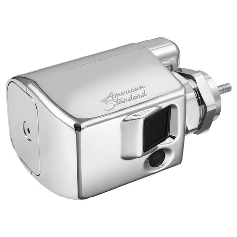 Sensor Operated Side Mount Retrofit Kit For Piston Flush Valves No Sweat Easy Install Converts Manual Toilet Valve To Automatic Flush With Angled Sensor For Reliable Flush When Seat Is Up, chrome finish, side view