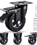 4 Inch Heavy Duty Caster Wheel Set Of 4 Featuring 2200 Lbs Load Capacity Rock Solid Silent TPR Rubber Wheels With Secure Locking Brakes close-up view