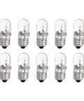 Straight Up Solid E10 Miniature Bulbs 30V 3W Warm Yellow Glass Lamp With Screw Base Hassle Free Flashlight Replacement Snappy Glow Perfect For Circuit Experiments 10 Pack arranged in a grid.