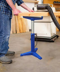 Heavy Duty Roller Stand For Woodworking With Smooth Rollers And Quick Height Adjustments From 22 To 38 Inches delivering support for wide boards.