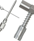 Grease Gun Accessory Kit With 90 Degree Coupler And Needle Nozzle For Hard To Reach Zerk Fittings displayed on a white background
