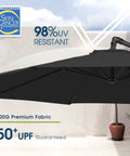 10 Foot Patio Cantilever Umbrella With Sandbag Base Included, Offset Outdoor Shade for Backyard, Garden and Pool, Easy Tilt and Crank