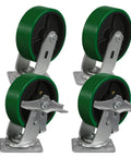 Heavy Duty Caster Wheel Set Of 4 6 Inch By 2 Inch Polyurethane Industrial Casters With 2 Brakes And 2 Swivel Load Capacity 4800 Lbs