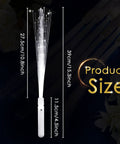 White Fiber Optic Wands Glow Sticks Light Up LED Sparklers For Weddings And Parties, 14 Inch shown with dimensions