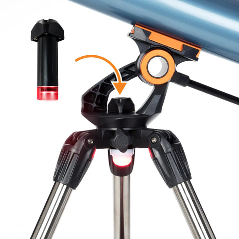 Beginner Refractor Telescope With Built In Phone Adapter For Easy Setup And Social Stargazing 100AZ Optics Foldable Tripod Entry Level Astronomy Kit For Newbie Explorers And Outdoor Enthusiasts, tripod mount close-up