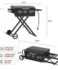 Three Burner Propane Griddle On Folding Stand 23 Inch Portable Griddle With Side Table And 314 Square Inches Cooking Area