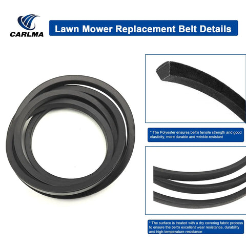 Set Of 2 Variable Speed Drive Belts For Lawn Tractors And Mowers 5/8 Inch Wide 48 Inch And 53 Inch Lengths Details