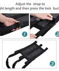 Hands adjusting straps on Universal Tree Stand Seat Replacement 16x12 Inch Adjustable Fit for climbing treestands.