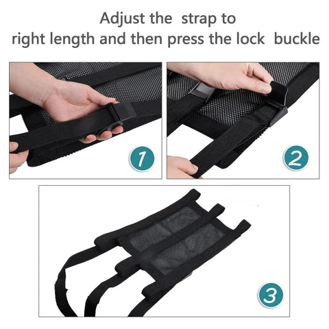 Hands adjusting straps on Universal Tree Stand Seat Replacement 16x12 Inch Adjustable Fit for climbing treestands.